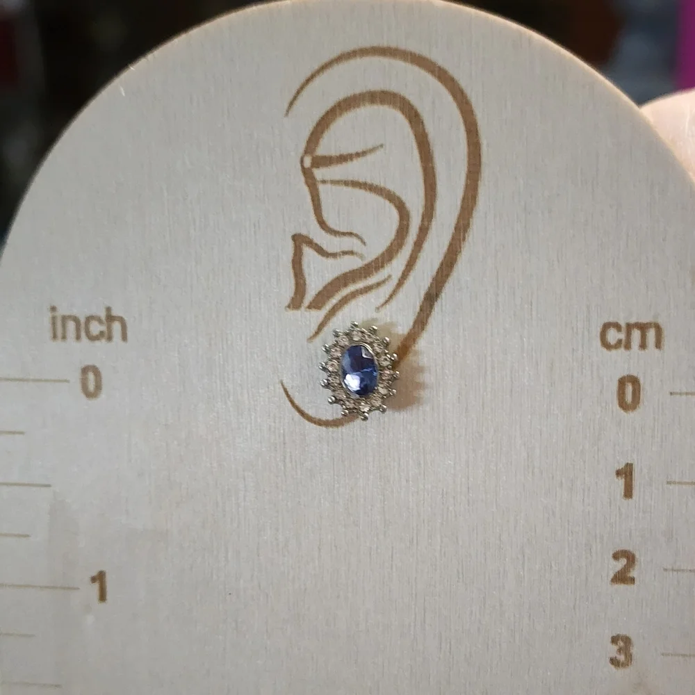 Silvertone Tanzanite Simulated Stud Earrings